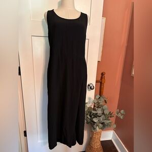 Eileen Fisher Black Sleeveless draped back zipper tencel viscose L ankle jumper